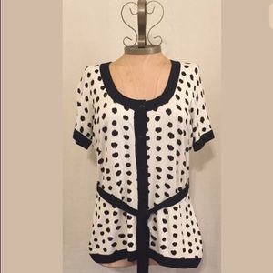 New “RED” M Black/White Polka Dot Cardigan NWT